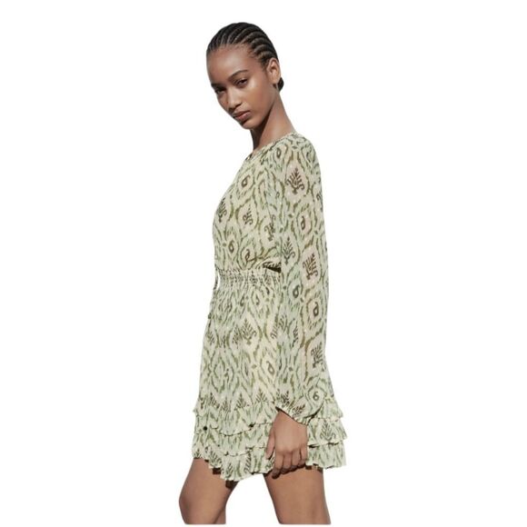 ZARA | Green | PRINTED SWISS DOT DRESS - Picture 8 of 9